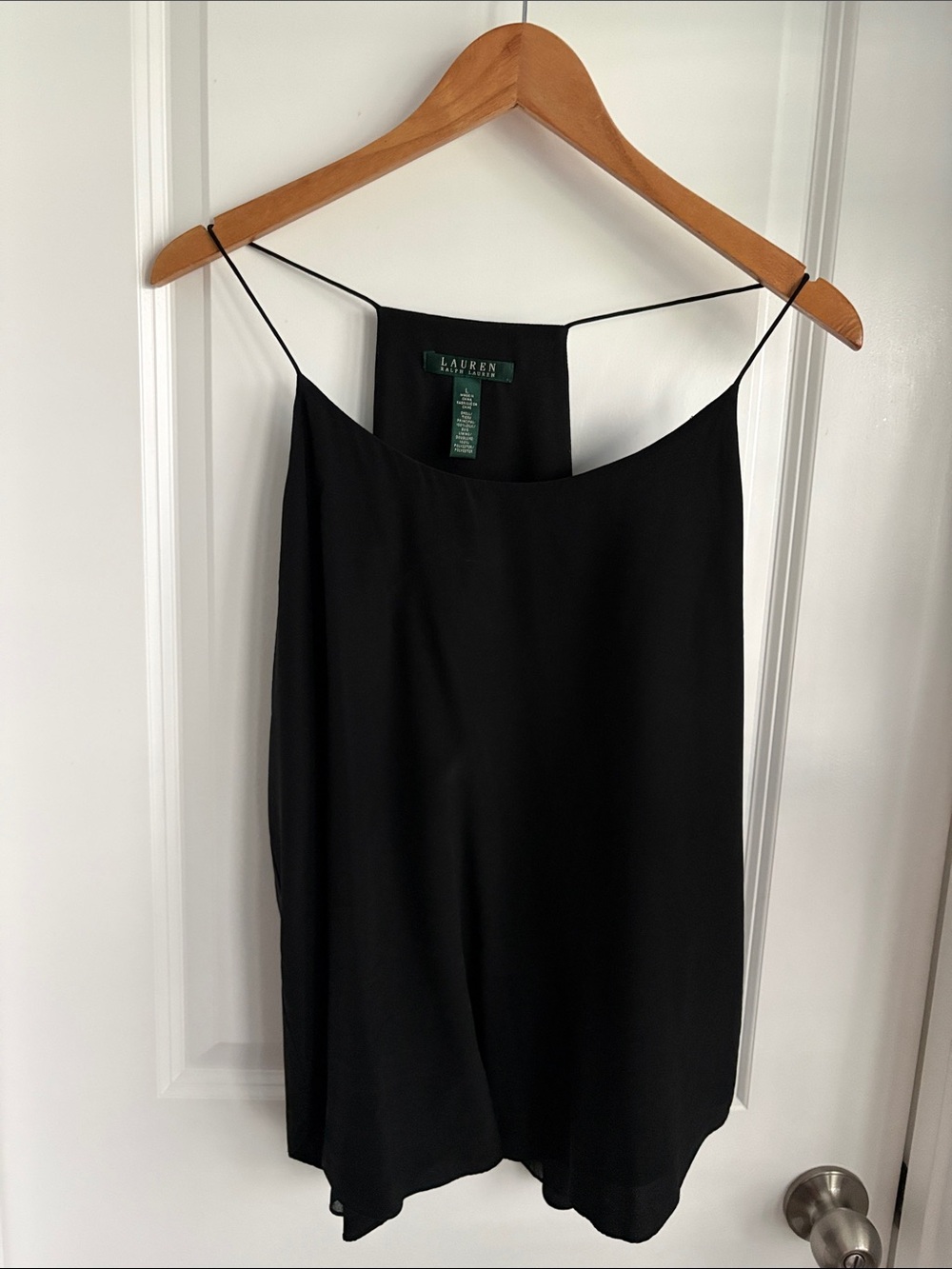 Lauren Ralph Lauren Black Silk Spaghetti Strap Slip